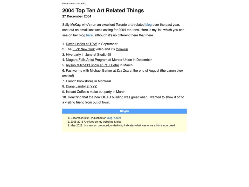 2004 Top Ten Art Related Things