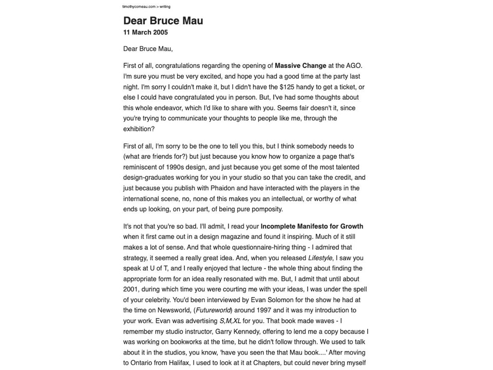 Dear Bruce Mau