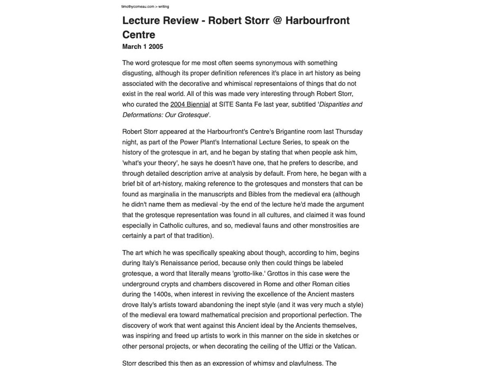 Robert Storr at Harbourfront Centre