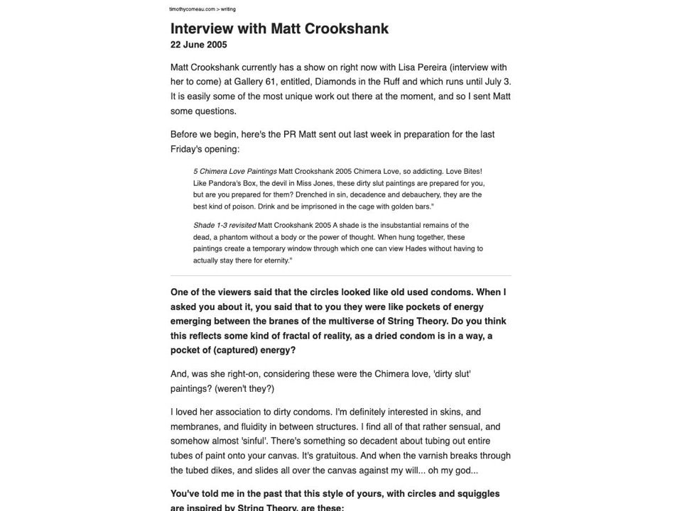 Interview with Matt Crookshank