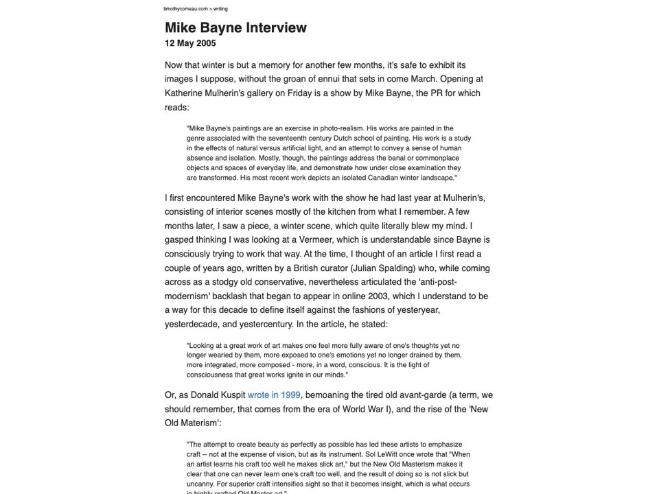 Mike Bayne Interview