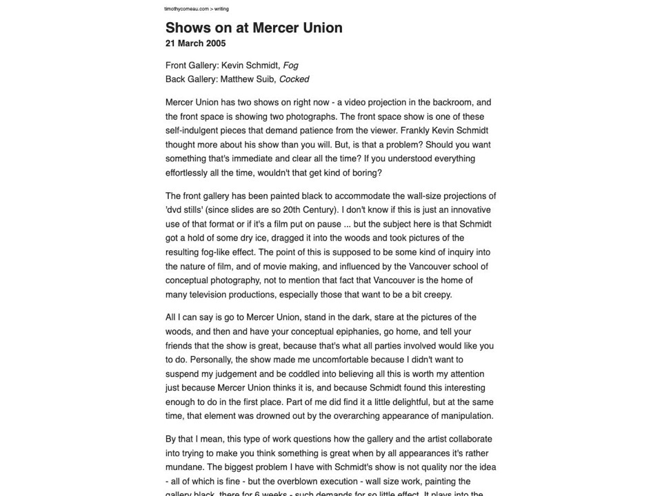 Shows on at Mercer Union
