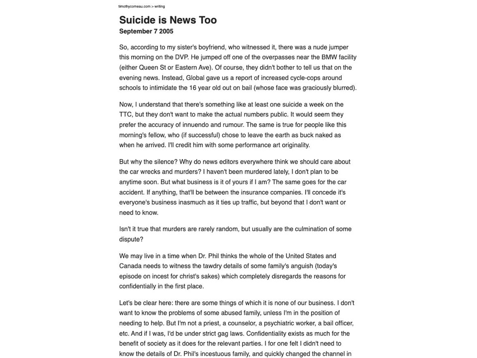 Suicide is news too