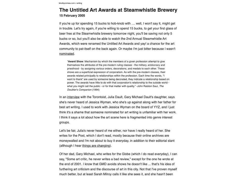 The Untitled Art Awards at Steamwhistle Brewery