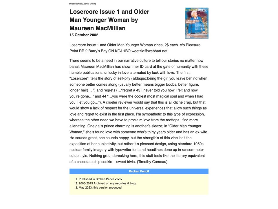 Losercore Issue 1 & Older Man, Younger Woman