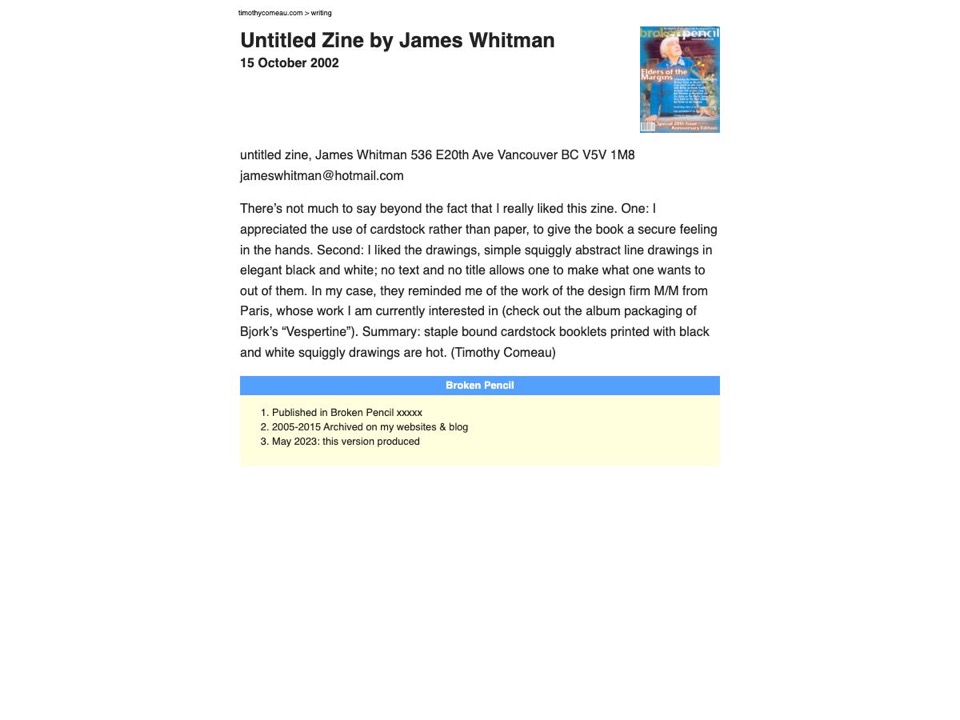 Untitled Zine by James Whitman