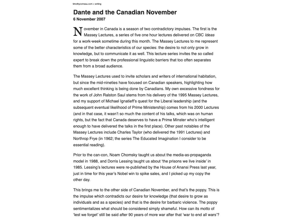 Dante and the Canadian November