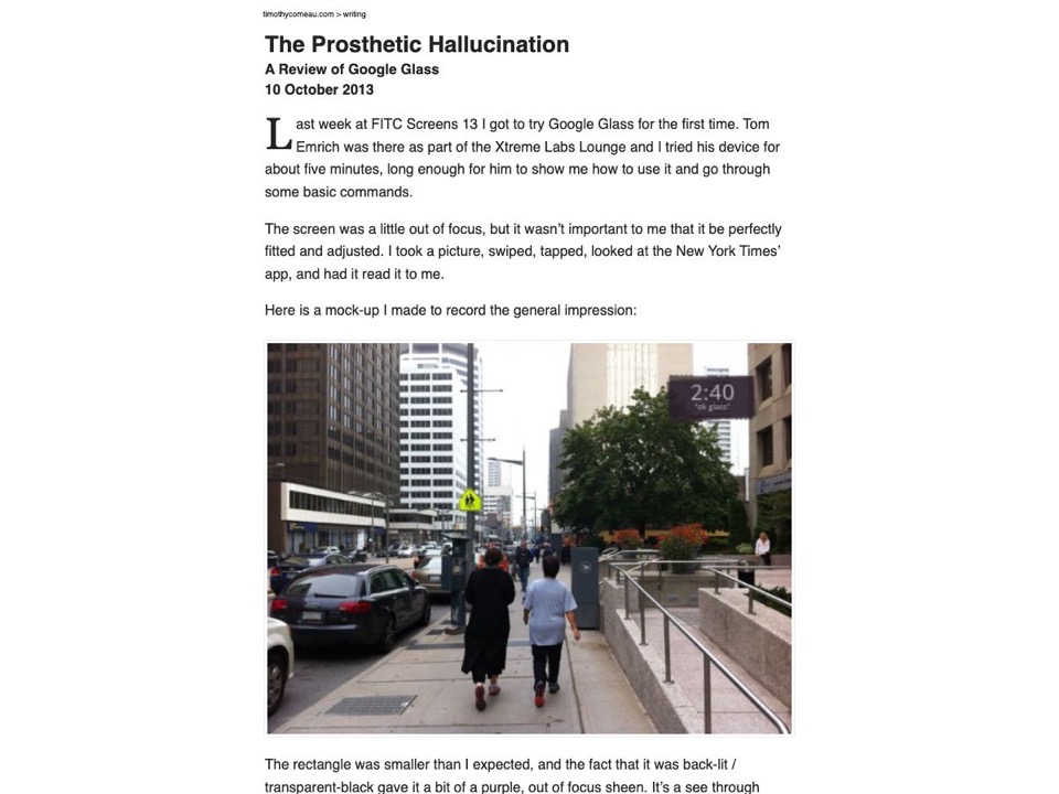 The Prosthetic Hallucination (on Google Glass)