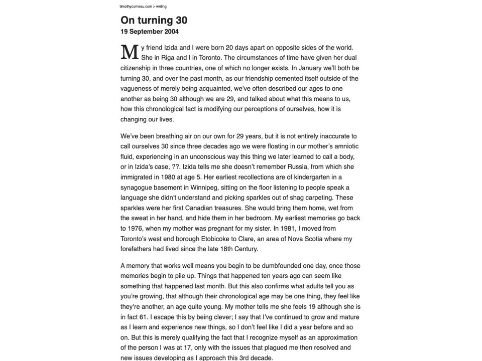 On turning 30