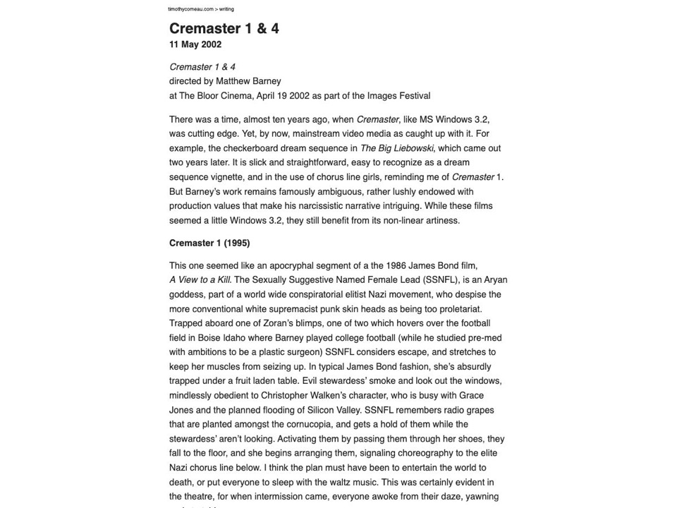 Cremaster 1 & 4