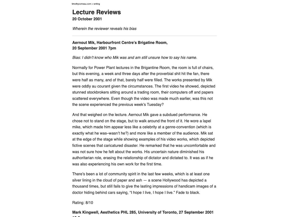 Lecture Reviews