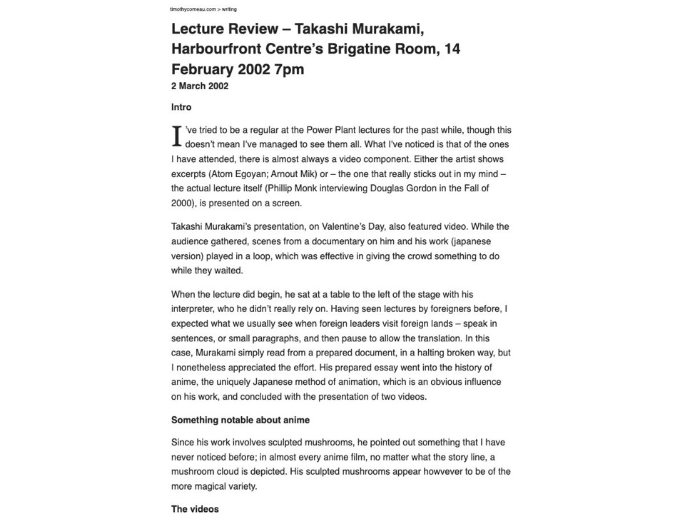 Takashi Murakami Lecture Review