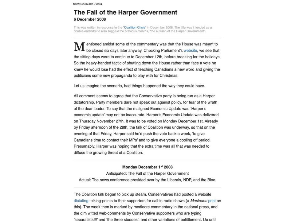 The Fall of the Harper Government