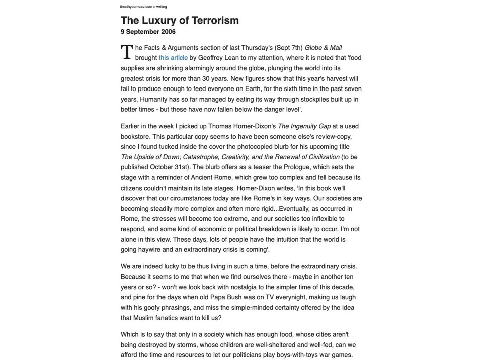 The Luxury of Terrorism