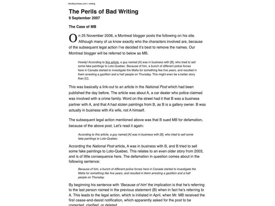 The Perils of Bad Writing